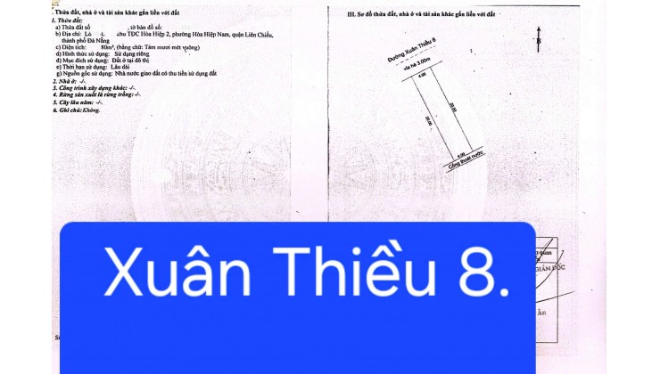 Đất Biển đường 5.5m Xuân Thiều 8 - Kết Nối Làng Vân _ Cảng Liên Chiểu