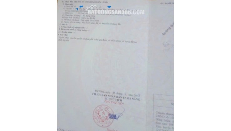 CHÍNH CHỦ GỬI BÁN ĐẤT MẶT TIỀN BÀU MẠC 20 – LIÊN CHIỂU, ĐÀ NẴNG
