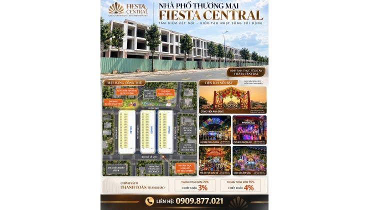 Nhà Phố Fiestar Central  2MT Đường Lê Lợi Tại Tp. MỚi Bình Dương - Giá Sở Hữu 1.0.2 Chỉ 15 Triệu/m2 Rẻ Nhất Khu Vực