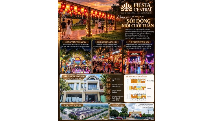 Cơ Hội Đầu Tư Nhà Phố Fiesta Central 3 Tầng Bình Dương - Khai Thác Cho Thuê 25-30 Triệu/Tháng . Giá Rẻ Nhất Khu Vực Chỉ 16 Triệu/m2