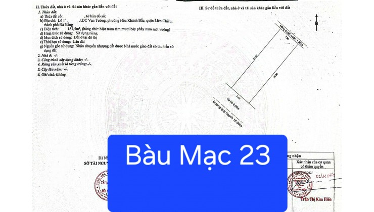 Bán đất đường 15m Bàu Mạc 23 - Sát Nguyễn An Ninh