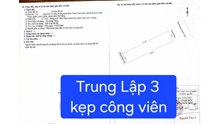 Bán đất đường Trung Lập 3 - Lô kẹp công viên rất thoáng và đẹp
