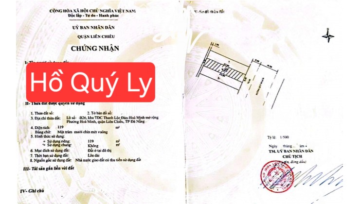 Bán đất đường 10.5m Hồ Quý Ly - Đối diện trường học C2