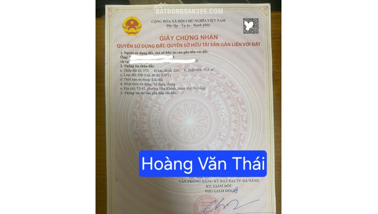 Chào bán đất 2 mặt kiệt Hoàng Văn Thái - kiệt thông