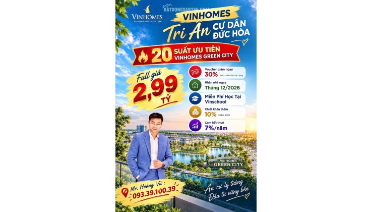 Đức Hòa ơi. Sở hữu nhà xây sẵn 4 tầng Vinhomes Green City nhiều ưu đãi  chỉ từ 2,99 ty