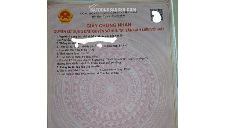 Nhà 3 tầng MT đường Bàu Năng 1- Gần Lý Thái Tông