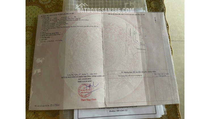 BÁN ĐẤT ĐỨC HOÀ TỈNH TÂY NINH - DT 93,6 M2 - SHR - 2TỶ050TR. LH:0903974577