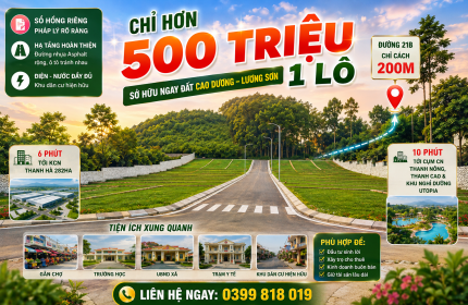 chỉ với hơn 500 triệu 1 lô đất đẹp tại cao dương lương sơn hòa bình