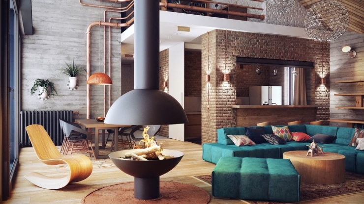 10 ý tưởng trang trí phòng khách độc đáo theo phong cách công nghiệp